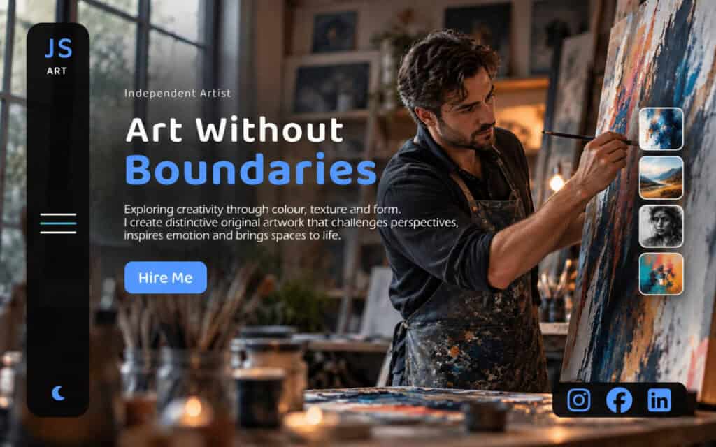 Creative web design portfolio featuring artistic projects and innovative layouts.