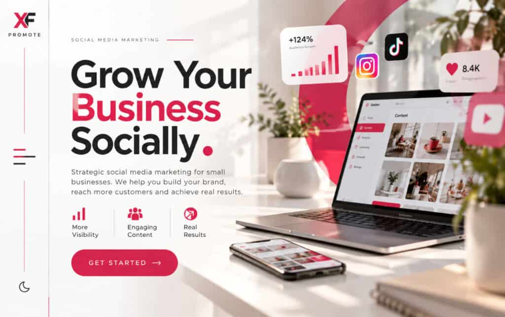 Showcasing web design services with social media marketing and analytics.